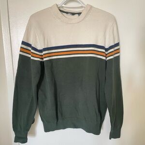 Men's Izod Green and White Striped Sweater